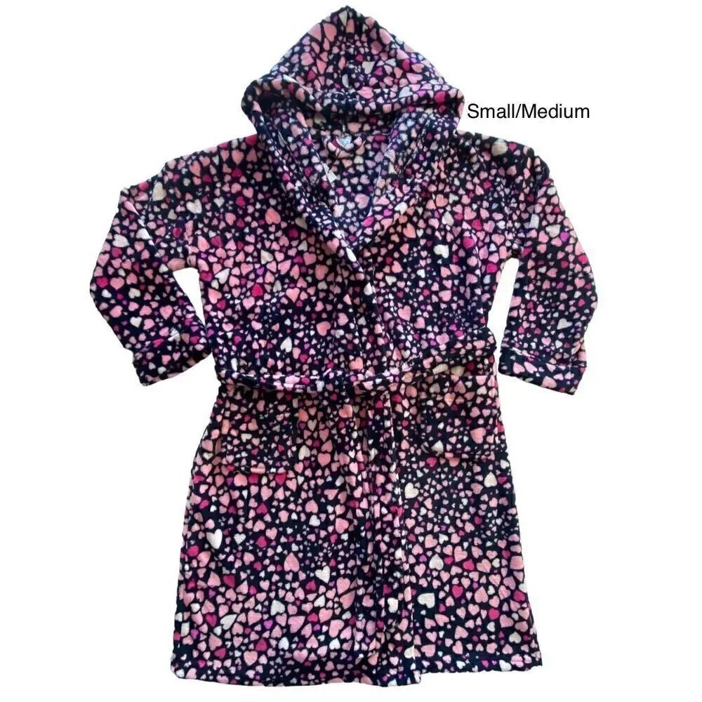 VERA BRADLEY S/M Fleece Hooded Robe in LOVE YOU LOTS NAVY
